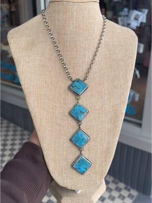 This custom lariat style necklace is SOOO dreamy! Black web Kingman turquoise, set in sterling 🌵😍 Have a piece you’ve been wanting? Lets bring it to life! #fullriverfabrication #fullrivertradingco #fullriversilver #westernstyle #western #punchy #turquoise #turquoisejewelry #turquoiselover #turquoiseandsilver #silversmith #silversmithing #customjewelry #westernjewelry #cowgirlcandy #kingmanturquoise #lariatnecklace 