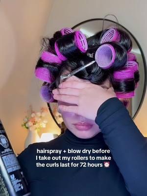 shhhhh 🤫 #hairtok #velcrorollers #hairspray #blowdry #hairtutorial #voluminoushair #hairstyling #bouncyhair #hairtips #easyhairstyle #fyp @TRESemmé @Shark Beauty 