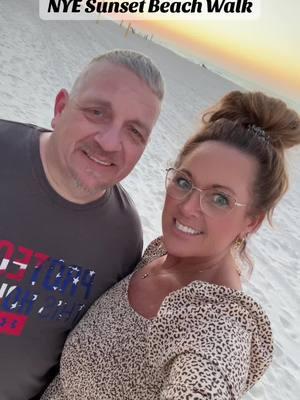 NYE sunset beach walk with the hubs. We've seen a lot together these last 12 years. #over40club #vacationvibes #orangebeach #genxtiktokers #oceanfront #beach #beachwalk #beachwalks👣 #sunset #beachsunset #NYE2024 #husbandandwife 