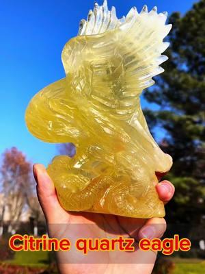 Citrine quartz eagle 🦅 #crystalcarvings #crystalshop #crystalcarving #crystalsculpture 