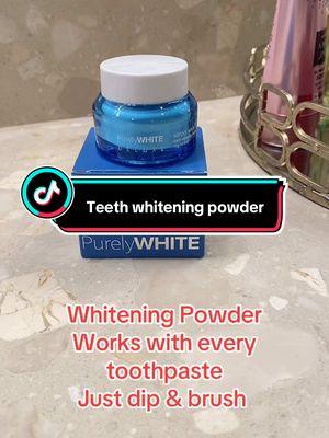 Simply white teeth whitening powder! Works with every toothpaste Just dip and brush #viralvideo #foryoupage #foryou #TikTokShop #tiktokfinds #whiteningpowder #whiteningpowderforteeth 