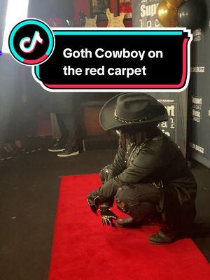 Ending 2024 on the red Carpet is kinda lit ngl 💜💀🖤 #undergroundmusic #cowboy #alt #yallternative #gothcowboy #horrorcore #trapmetal #darkrap 