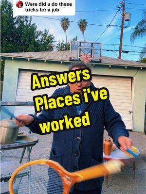 Replying to @MaxLeveque answering questions.  Places if worked. #work #tricks #universal #knottsberryfarm #juggler #circus 