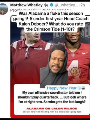 🗣️ Was Alabama a fluke this season going 9-5 under first year Head Coach Kalen Deboer? What do you rate  the Crimson Tide (1-10)? #fyp #fypシ #fypシ゚viral #RollTideRoll #alabamafootball #CFB #CFP #ncaa #CFB25 #secfootball #big10 #reliaquestbowl2024 #michiganfootball #upsetalert #kalendeboer #jalenmilroe #gregbyrne #rolltide #trending #breakingnews 