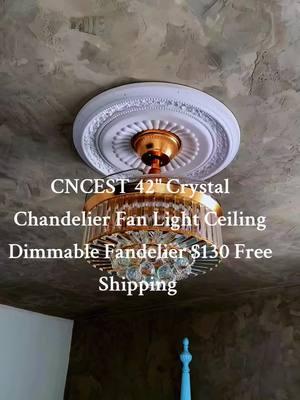 CNCEST 42" Crystal Chandelier Fan Light Ceiling Dimmable Fandelier $130 Free Shipping #FanLight #FanLightRemote #CeilingFan #Fandelier #DimmableFandelier #fyp #viralvideo #TikTokShop #shopping 