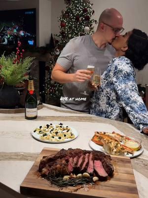 He made all my favorite food: ribeye steak, king crab legs and chips topped with creme fraiche and caviar for lowkey NYE at home! Happy new year beautiful people!!  #nye #nyeathome #newyears #marriedlife 