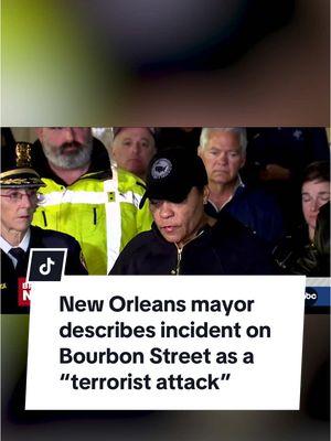 New Orleans Mayor LaToya Cantrell describes the incident in which a vehicle struck a crowd on Bourbon Street, killing 10 people and injuring 30 others, as a “terrorist attack.” The strike appears to be intentional, police told ABC News. #news #bourbonstreet #neworleans 