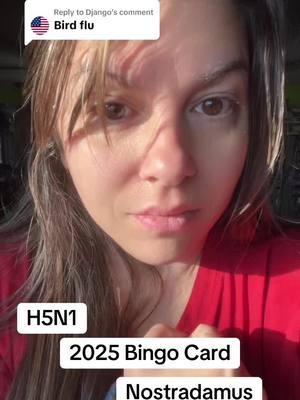 Replying to @Django 🌍 H5N1 in 2025: Why It’s Worth Paying Attention As we step into 2025, let’s take a moment to talk about H5N1, also known as avian influenza. Not exactly cocktail party chatter, but it’s worth knowing what’s happening—and why it matters. What Is H5N1? 	•	A highly contagious bird flu that mostly impacts wild and domestic birds. 	•	Occasionally, it spills over to humans, usually through close contact with infected birds. 	•	The stakes are high when it does: about 60% of human cases have been fatal. Thankfully, human cases are rare, but the concern comes from the virus’s potential to mutate into something more transmissible between people. Why Does It Matter in 2025? The global health community monitors H5N1 closely because of its pandemic potential. If it evolves to spread more easily between humans, it could become a serious public health crisis. That said, there’s no reason for alarm—just awareness. What Can You Do? 	•	Avoid Direct Contact: If you see a sick or dead bird, leave it alone and report it to local wildlife authorities. 	•	Practice Good Hygiene: Wash your hands often, especially after handling bird products. 	•	Cook Thoroughly: Make sure poultry and eggs are fully cooked—no shortcuts in the kitchen. Looking Ahead Let’s be real—viruses aren’t going anywhere, but we’ve learned a lot in recent years about preparedness and resilience. The best approach? Stay informed, make thoughtful choices, and trust in the science that’s working hard to keep us safe. Your Thoughts? 	•	Do you feel more equipped to navigate global health concerns now than in the past? 	•	What steps are you taking to prioritize your well-being this year? #H5N1 #AvianFlu #2025 #HappyNewYear #GlobalHealth #StayInformed #Resilience #PandemicPreparedness #HealthAndSafety #ScienceMatters #nostradamus #babavanga #2025bingo