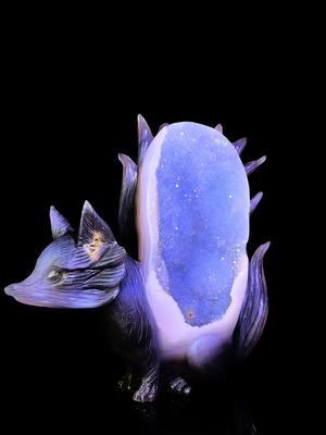 druzy agate nine tail fox #crystalcarvings #crystalshop #crystalcarving #crystalsculpture 