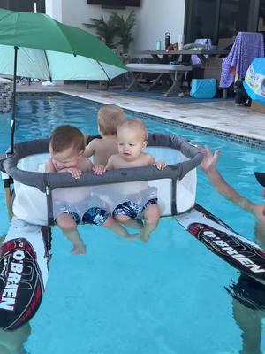 How to bring Triplets to the Pool! 🤣 #dad #triplets #pool #baby #mom #c 