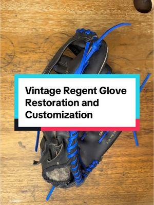 Check out this vintage Regent glove getting restored and customized. Cleaning, repairs, redying, repainting, customizations, conditioning (several parts), and relacing with new blue laces. It came out great, looks awesome, and is ready for more use. @Kellen Keck the glove is all done! #gloverelace #gloverepair #gloverestoration #baseballglove #baseball #relace #customglove #vintageglove #asmr #thecraftsman #thecraftsmansworks 