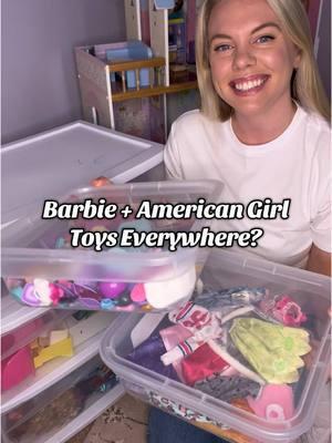 TOY STORAGE SOLUTIONS FOR BARBIE + AMERICAN GIRL PLAYSETS #toystorage #playroomorganization #homeorganization #homesystem #organizedhome #toyorganization 