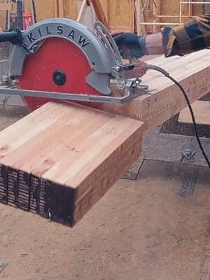 Very rarely do we need to plug a power tool in.... actually just for this saw. When I need exact lengts, I pick this saw. This glulam is a ridge beam. 16 5/16" blade on this saw and a brake that works very well. #framersareadyingbreed #beamsaw #framerlife #diablofreudambassador #huberpartner  . @ISOtunes  discount code Timmy10 