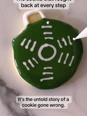 Would you have tossed it or eaten it? Step into the mind of a cookier as one cookie takes a turn for the worse. It starts with ‘This is going to be perfect!’ and somehow ends with ‘They won’t notice… right?’ We’ve all had that one cookie that fought back at every step. What’s your most memorable cookie fail? Share your stories—I need to know I’m not alone in this! #sugar #cookiedecorating #sugarcookies #decoratedcookies #sugarcookie #cookiedecoratingvideos #royalicing #royalicing #cookies #sugarcookiedecorating #cookiefail 