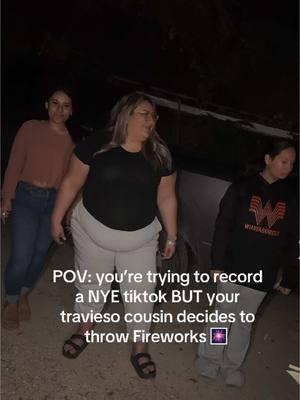 The result of trying to record in front of your Travieso Cousin Luis Daniel …. Even the camera girl got hit 🎆 #newyearseve #godmothersoftiktok #fireworkshow #goddaughters #familyshenanigans #tiktokfamily #tiktokviral #viraltiktok #travieso @Sammi Cantú Espinoza 🤍 