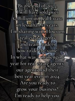 By the end of 2025, we will have sold over $2 Billion in Real Estate in less than 12 years. I’m sharing with real estate agents and team leaders how to do the same. In what was a challenging year for real estate agents, our agents had their best year ever in 2024. Are you ready to grow your business? I’m ready to help you. Leave your questions in the comments and let’s fast track your success in 2025. Are you in the Houston area? Message me. I’d love to share with you how we’re investing in our agents to help them reach their goals next year. ✨ . #realestategoals #houstonrealtor #realestatecoach #realestatecoaching #houstontx #broker #owner #entrepreneur #businesswoman #businessowner #millionaire #mindset #womenownedbusiness #nfg #nicolefreergroup #corcorangenesis #corcorangroup #corcoran #livewhoyouare @Nicole Freer Group @Corcoran Genesis @Corcoran 