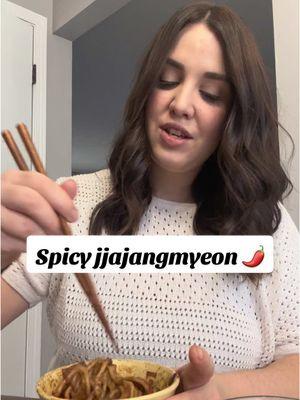 Spicy Jjajangmyeon 🌶️ #koreanfood #mukbang #foodtiktok #foodontiktok #eatwithme #noodles #blackbeannoodles #fypシ 