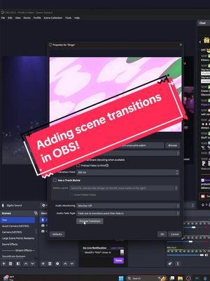 Adding Scene (Stinger) Transitions in OBS! #streamadvice #streamingsetup #streamingtips #mittenztok #smallstreamertips #livestreamsetup #obs 