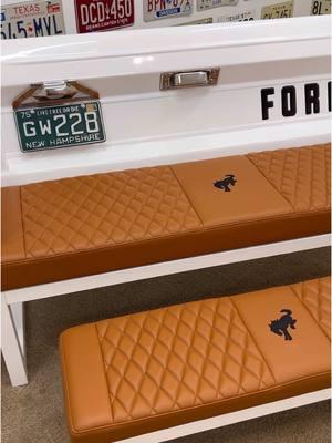 Custom ford broncos sets for more information please dm. Shipping available. #fordtrucks #fordnation #tailgate #fordbronco #mancave #mancaveideas #brokenskullipa #SmallBusiness #upholstery #livingroomdecor 