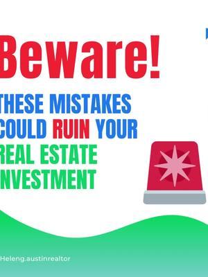 🚨 Are you making these mistakes when investing in real estate? 🚨 The real estate world is full of opportunities, but also costly pitfalls if you're not careful. From ignoring location to underestimating hidden costs, these mistakes can ruin your returns. 🏡💸 ✅ Learn how to avoid them and become a successful investor. Don't let lack of information stop your financial growth - take the next step with confidence! 🚀 💬 Do you have questions or need help with your investments? Write to us and become a real estate expert. 🏡🔑 We're here to guide you every step of the way! 💪 #SmartInvesting #RealEstate #InvestingMistakes #FinancialWealth #SuccessfulInvesting #RealEstateMarket #FinancialAdvice #PersonalGrowth #Properties #SuccessfulInvestors #FinancialEducation #ClearGoals #EconomicEmpowerment #BuildYourFuture.