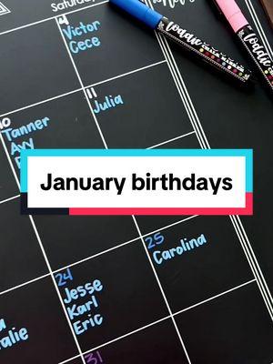 Replying to @Sprinkle.Positivity.Confetti happiest birthday month to all of our January babies! 🎉 #loddiedoddie #chalkboardcalendar #chalkmarkers #januarybirthday #januarybaby #januarybabies 