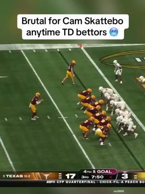 Skattebo couldn’t get it on 4th down 😭 #cfb #cfbbetting #sportsbetting #asufootball #texasfootball #camskattebo #cfp #peachbowl 