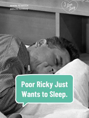 Poor Ricky just wants to sleep.   #ilovelucy Now Streaming on #PlutoTV and Paramount+ #lucilleball #classictv #1950s 