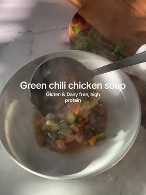 Green Chili Chicken Soup🌶️🫘🧅  This immune-boosting, gut-healing soup is a nourishing meal full of protein, fiber, and anti-inflammatory ingredients. Ingredients: - Celery - Green pepper - Sweet potato - Cannellini beans - Sweet onion - Organic bone broth - Organic chicken breast - Spinach - Green jalapeño - Cilantro - Salt + pepper - @sietefoods Taco seasoning packet’s ( this is optional, but makes it so delicious and easy to add in lots of flavor ) Recipe: 1. Prepare the ingredients: Dice the celery, pepper, sweet potato, onion, and jalapeño. 2. Cook the base: Heat olive oil in a large pot and sauté onion until translucent. Add diced veggies and cook for 5 minutes. 3. Simmer: Pour in the bone broth and stir in the Siete taco seasoning. Add chicken breasts and simmer for 20 minutes. 4. Shred and combine: Remove chicken, shred with a fork, and return it to the pot. Add cannellini beans and spinach or greens of choice, then season with salt and pepper, and simmer for 10 more minutes. 5. Garnish and serve: Top with fresh cilantro and serve hot. ( Optional @Simple Mills crackers to serve ) Benefits: Immune Boosting: Jalapeño and sweet potato are loaded with antioxidants and vitamin C. Gut Healing: Bone broth supports digestion and gut health. Protein-Packed: Chicken provides essential amino acids for repair and recovery. #GutHealingSoup #ImmuneBoostingFoods #GreenChiliChickenSoup #HolisticHealthEats #CleanEatingRecipes #hormonehealthyfood #pcosdiet #guthealingfood 