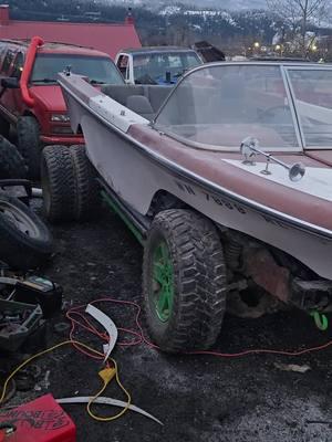 1965 Gaston on top of a 2005 jeep liberty renegade.  you are welcome lol #4wd #4x4 #offroad #merica🇺🇸 #america #viral #fypシ #jbweld #mudbog #country #jeep #jeeplife #boat #funnyvideo #fyp #shenaningans #moyiemudbogs #acdc 