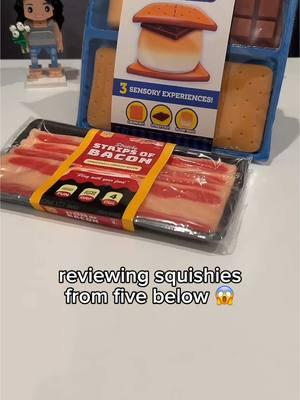 looks & themes are 10/10 🥰 @Five Below squishies review! #squishy #squishtok #slowrising #bacon 