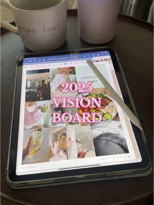 make a 2025 vision board with me 🤎☁️ happy new years everyone! 2024 was definitely a year to remember 🩷🤰🏻👶🏻🧸✨🧋☁️ #2025visionboard #nye #visionboard #organization #planner #pregnantlife #digitalplanner #2025planner #aesthetic #youngmom #firsttimemom #ftm #pregnancy #babyfever #sastisfying 