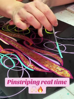 Scroll work 💜 #pinstriping #pinstriper #oldschool #scrollwork #pinstripes #cartok 