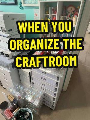 Anyone else make a bigger mess when cleaning/organizing? I cleaned the craftroom today so I could do a tour but the overflow had to go somewhere. It’s a never ending cycle. Clean, organize, make dirty. If you’re this way, we are probably friends already. #mermake #DIY #craft #maker #craftroom #clean #organize #storage #office #messy 