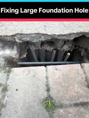 Fixing a Foundation Hole #fyp #downesconstruction #DIY #construction #constructiontok #foundationrepair #patchwork #masonry #trending #viral #howto #stepbystep #bluecollar #fypシ #foryoupage 