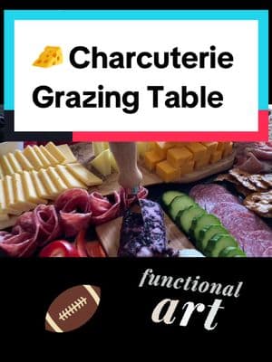 Create a charcuterie grading table to snack on during your favorite football game!  Simple, lets you watch and eat and not have to leave the room!  (I only let the items stay out about 2-3 hours tops in a cool house. #charcuterie #charcuterieboard #grazingtable #meatsandcheeses #charcuterieboardsoftiktok #charcuterietable #grazingtables #footballfood #snackideas #gameday #gamedayfood 