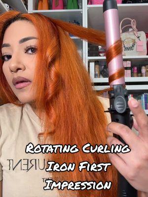 obsessed ! Trying out this new  Rotating Curling Iron & yall! It did not disappoint 😄 had a lil learning moment with it but once i got in the rotation it was 🤌🏽 love how quick it heated up and the bounce it gave my curls! ##curlingiron##rotatingcurlingiron##hair