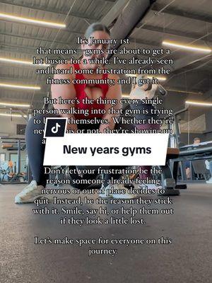 The gym is about to get busier, and I know it can feel frustrating. But remember, everyone there is trying to improve themselves—just like you and i once were. Let’s make the gym a welcoming space for everyone. A little kindness goes a long way! 💪   #NewYearNewMe #FitnessJourney #GymLife #BeKind #HealthAndWellness #FitnessMotivation #SupportEachOther