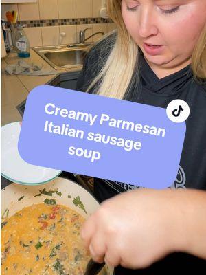 This creamy parmesan Italian sausage soup is to die for!!!! ##creamyitaliansoup##italiansoup##soupseason#h#heartysoups#souprecipe