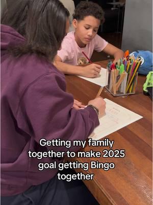 Decided to get my kids together and complete New Year goals together using Bingo Cards I made on Canva!  Great way to have them set goals for the year.  Plan is to speak quarterly on what was accomplished holding themselves and eachother accountable #goalgetters #2025