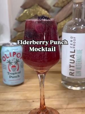 Elderberry Punch Mocktail Ingredients: * 2 oz Elderberry Juice (double shot) * 2 oz Ritual Non-Alcoholic Gin (double shot) * 1 Fruit Punch Olipop * Frozen berries (for garnish) Instructions: Fill a glass with ice to chill it. Combine the elderberry juice and Ritual Non-Alcoholic Gin in a shaker with ice. Shake well and strain into the chilled glass. Drop in the Fruit Punch Olipop for a sweet twist. Garnish with frozen berries.  Stir gently and savor your Healthy Elderberry Gin Delight! #MocktailRecipes #NonAlcoholicDrinks #HealthyMocktails #ElderberryBenefits #WellnessDrinks #DrinkInspo #HealthyLifestyle #ImmunityBoost #DrinkIdeas #BotanicalBeverages #NonAlcoholicCocktails #VibrantEats #FoodieInspiration #WellnessJourney