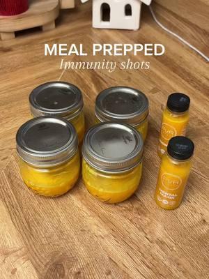 Immunity shots recipe!   Containers linked on my Amazon storefront under Kitchen/mealprep.  Ingredients: 4 oranges 4 lemons 6oz ginger 6oz turmeric  Black pepper 1/4tsp cayenne pepper  Makes about 7 juice shots depending how much you want the shot to be!  ##immunitybooster##immunityshots##immunitysupport##mealprep##juiceshot##juiceshots