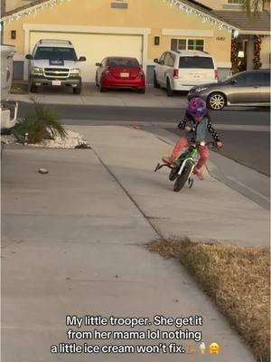 We had some ice cream afterwards to celebrate that she was fine lol🤗🍦 . . . #toddlermom #toddlersoftiktok  #trainingwheels #momtok #momlife #momof5 #fyp 