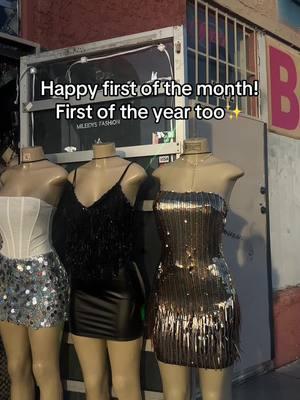 WAKE UP ITS THE FIRST OF THE MONTH! #newyearseve #sparklydress #glitteryoutfit #lasvegasboutique #mileidys #firstofthemonth 