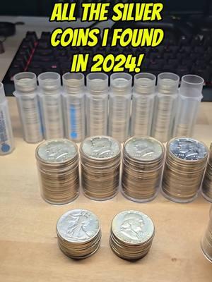 HOW MUCH SILVER DID I FIND IN 2024??? #coins #coin #coinrollhunting #coinrollhunt #fyp  #treasure  #coincollecting #coinfamily #coinsworthmoney #checkyourchange #silver #diggindave #foryou #crh #coolcoins #money #newyear 