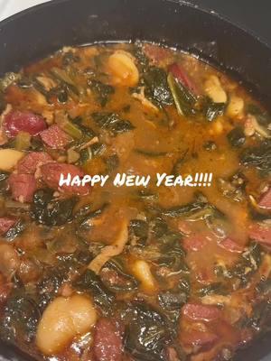 Hope everyone has a #happynewyear #2025 I’m starting it off my way with #collardgreens #butterbeans #hotlinks #yummy #getsome #goodluck #dinner #newyear 