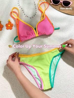 Color up your beach days! 🌈✨#VacationMode #BeachReady #colorpop #divein ##swimming #beach #beachvibes #bikini #bikinis #cupshe 