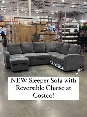 NEW Sleeper Sofa with Reversible Chaise at Costco! #costco_empties #costco #costcofinds #sofa #sectional #homedecor #fyp #foryou #foryoupage 