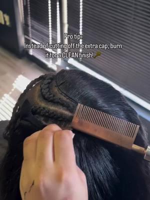 Burning the cap edges gives you a flawless base for your quick weave! Love the amazing hack from stylist @sshairstudios #fyp #hairtok #hairinspiration #hairgoals #hairtransformation #hairtutorial #quickweave #quickweavehack #sidepartquickweave #leaveoutquickweave #naturalquickweave #versatilequickweave #hairbundles #hairweaves #straightbundles