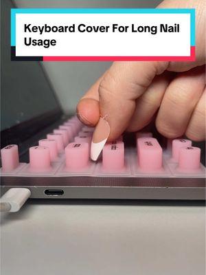 If you want long nails but have to type a lot, this keyboard cover will extend the keys so that your nails can go in the gaps and you can type as normal! #acrylicnails #keyboardcoverforlongnails #keyboardcovers #cooltechfinds 