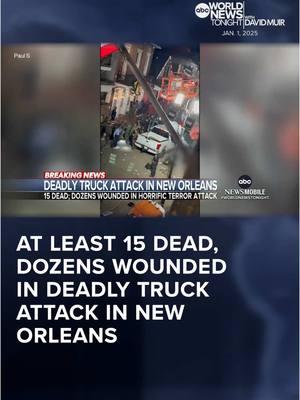 Officials are searching for possible accomplices after a #Texas Army veteran rammed a pickup truck into a crowd in #NewOrleans, killing at least 15 and injuring dozens. Police say multiple IEDs were found in the truck and other areas. #TrevorAult reports. #WorldNewsTonight #WNT #DavidMuir #News #ABCNews